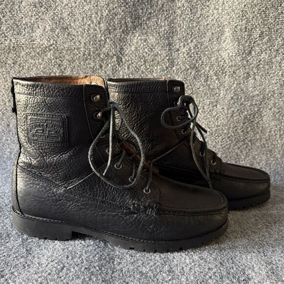 Polo Ralph Lauren Ranger Men\'s Boots Black Lace Up Moc Toe Combat Lug Sole Sz 12 main image 11